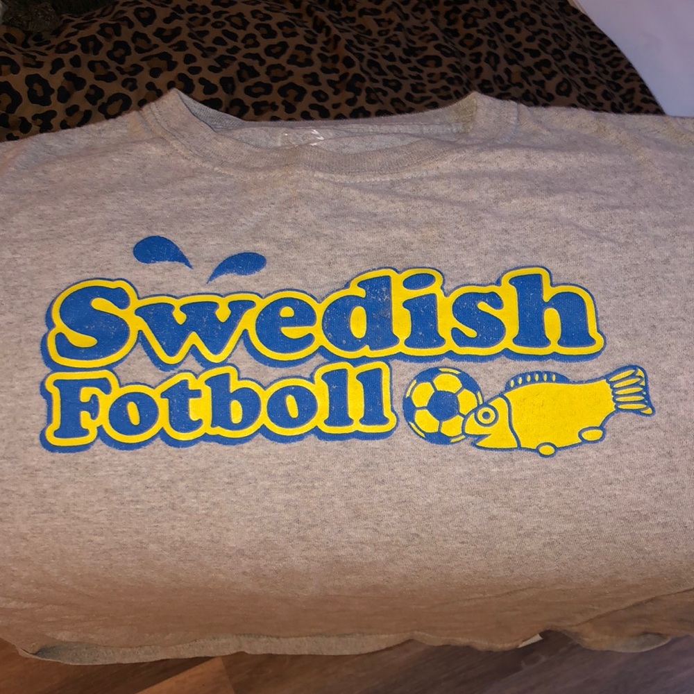 soccer t-shirt; tag is unreadable; swedish fotboll